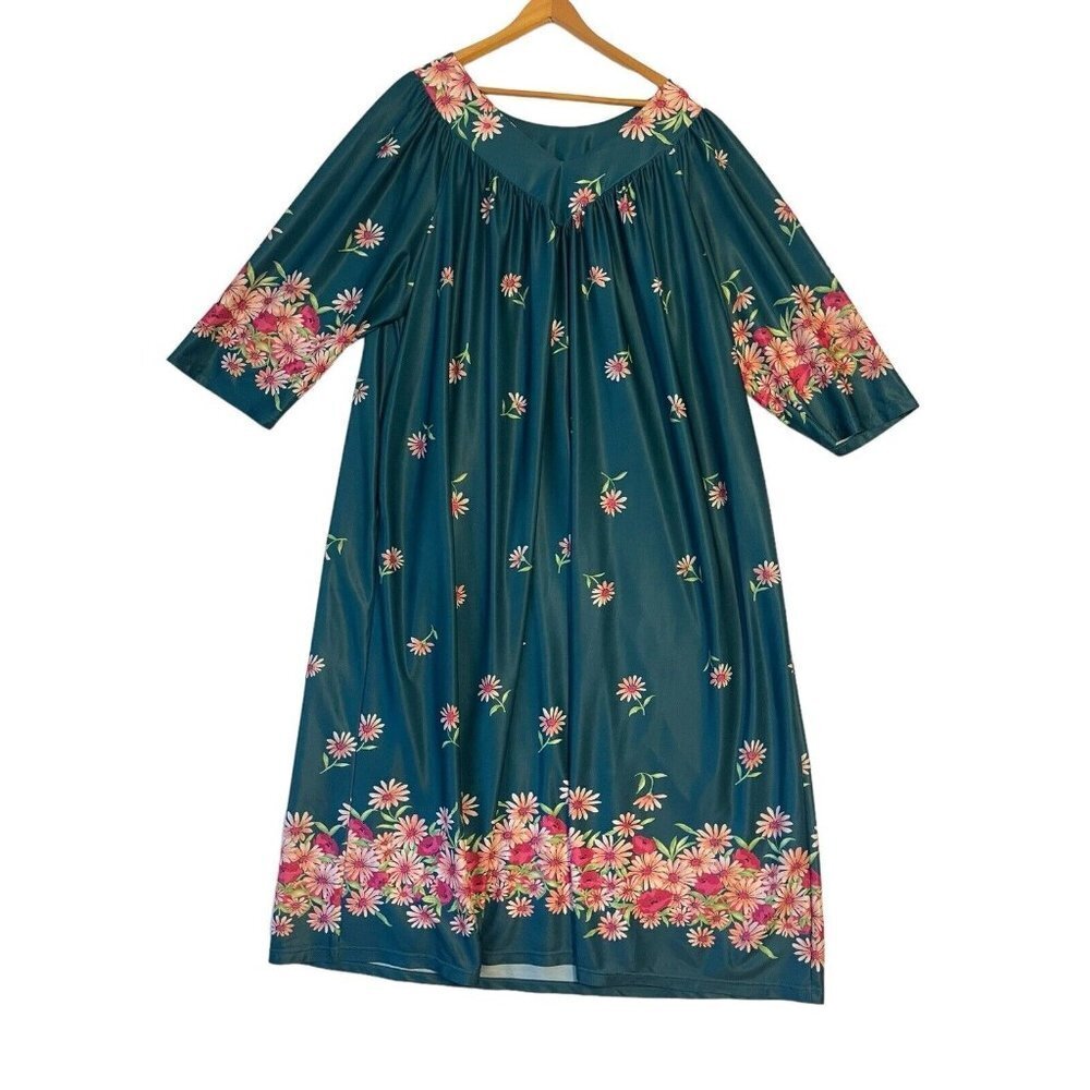 National Vintage 3X Tropical Muumuu Nightgown Floral Housedress